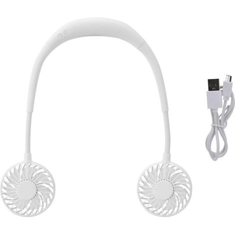 Ventilateur portable sport USB scintillant blanc, refroidissement mains libres pour cou, ventilation légère (1/5)