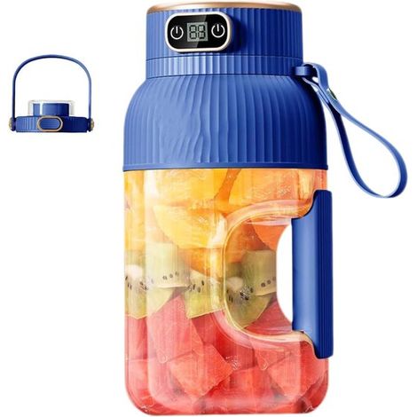 Extracteur de jus – Blender portable – Extracteur de jus universel – Extracteur de jus portable avec couvercle – Gobelet à jus fitness – Affichage numérique – Rechargeable par USB – Extracteur de jus (1/5)