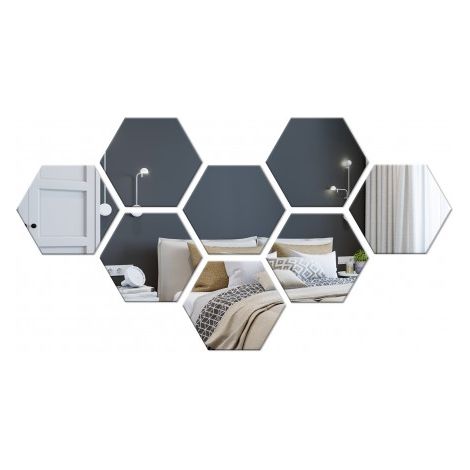 Miroir décoratif hexagonal en acrylique argenté (1/5)
