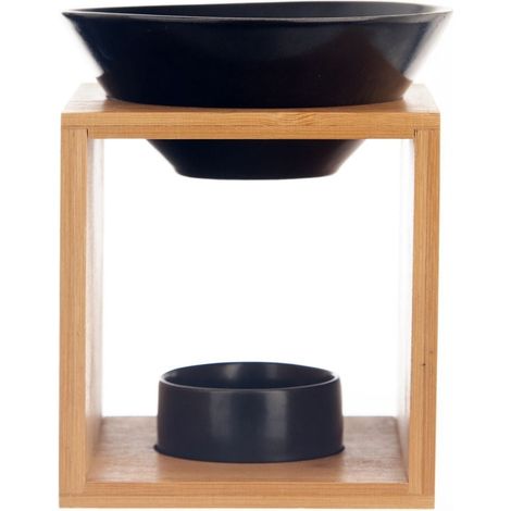 Diffusore di profumo in Bamboo con ciotola in Porcellana Nera Opaca (1/5)