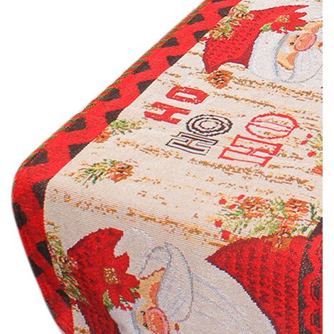 Weihnachtlicher Tischläufer mit strapazierfähigem und fleckenabweisendem Flaggenmuster, perfekt für die Weihnachtstischdekoration, mit Weihnachtsmannmotiv. (1/5)