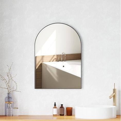 Espejo de baño arqueado 50 x 70 cm, marco de aluminio negro HAVRYA (1/5)