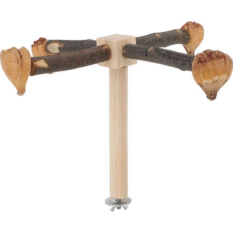 Perchoir rotatif interactif en bois pour perroquet, avec jouet à mâcher pour cage. (1/5)