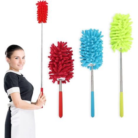 Lot de 3 plumeaux en microfibre extensibles 74cm – Tige télescopique pour nettoyage voiture, ordinateur, TV – Lavables et absorbants (1/5)