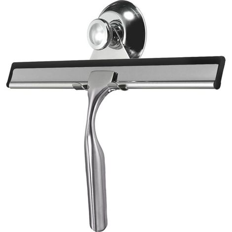 Grattoir de fenêtre, balai d'essuie-glace, grattoir de nettoyage, grattoir de fenêtre de douche en acier inoxydable + alliage de zinc avec ventouse, adapté pour salle de bain, fenêtres, portes en verr (1/5)