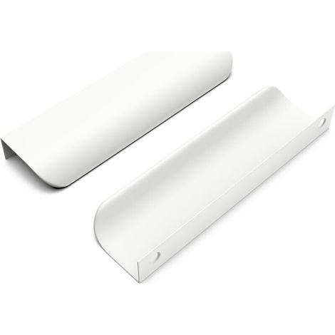 Lntyq Lot de 10 Poignées de Meuble Cachées 128 mm - Pour Armoires, Meubles, Portes de Cuisine - Blanc (1/5)
