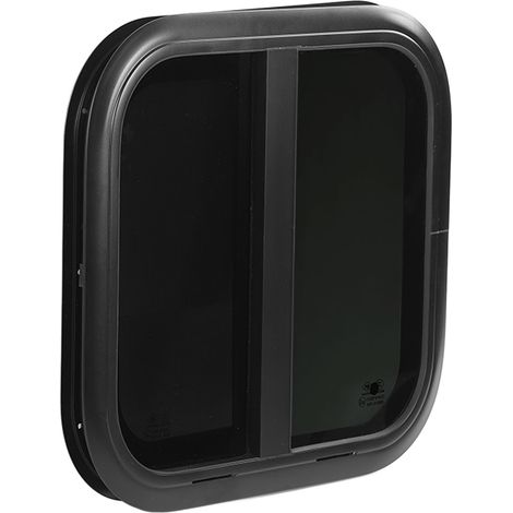 Fenêtres coulissantes arrondies 500 x 450 mm, cadre en alliage d'aluminium noir résistant aux UV avec moustiquaire amovible pour caravanes, camping-cars et véhicules de loisirs, pour une épaisseur de (1/5)