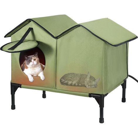 Niche Chat Extérieur Chauffante Isolée Taille L – Maison Chat Imperméable Oxford avec Coussin Chauffant Thermostat – Abri Hiver 4 Saisons Surélevé pour Chat Errant, Chat de Jardin et Petit Chien (1/4)