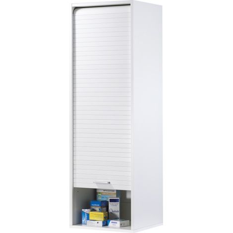 Beaux Meubles Pas Chers – Meuble de cuisine haut blanc 1 rideau coulissant – 4 niches réglables – Dimensions L 40 x H 123.6 x P 35 cm – Éco-conçu, fabriqué en France