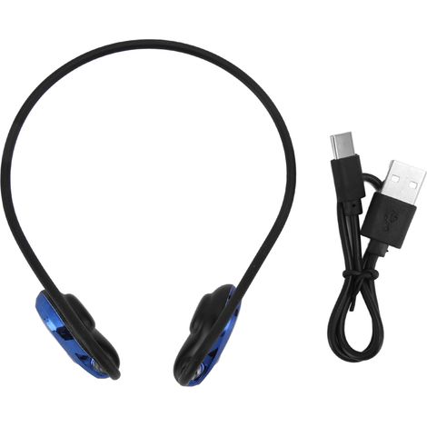Casque Bluetooth 5.3 à conduction osseuse, stéréo, réduction de bruit, sans fil, bleu, pour sport et quotidien (1/5)
