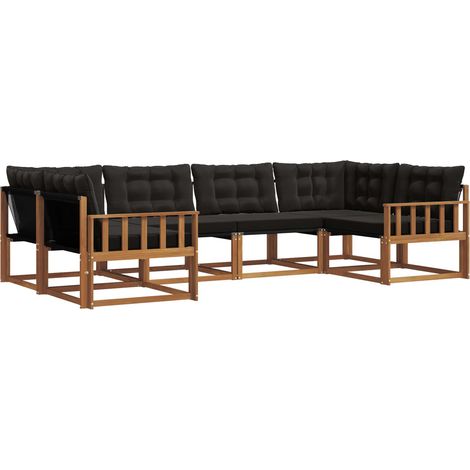 Ensemble de canapés d'extérieur 6 pcs Salon de jardin Naturel et Noir (1/5)