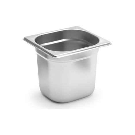 HENDI Contenitore Gastronorm, GN 1/6, resistenza termica -40 °C a 300 °C, compatibile con i forni a convezione, frigoriferi, bagno María, chafing dishes, 2.4L, 176x162x(H)150mm, acciaio inox