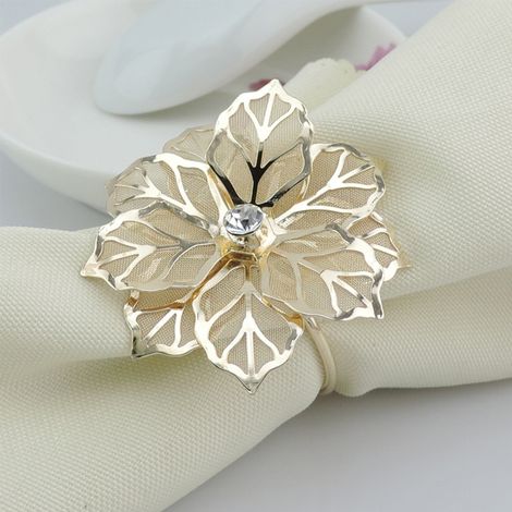 Lot de 6 ronds de serviette et anneaux de nappe pour décoration de table de mariage ou d'hôtel (1/5)
