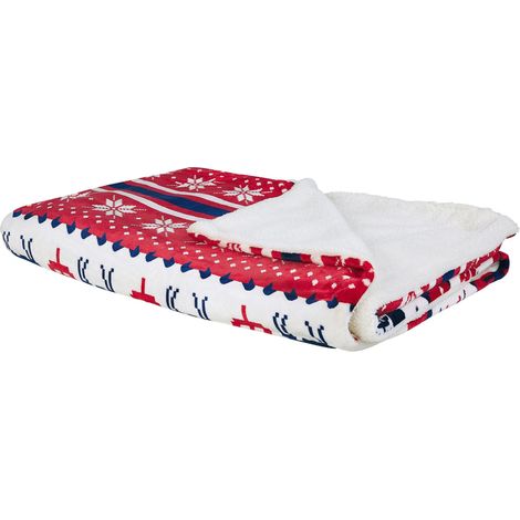 Coperta Invernale Rossa e Blu Fantasia Natalizia 150 x 200 cm Reka