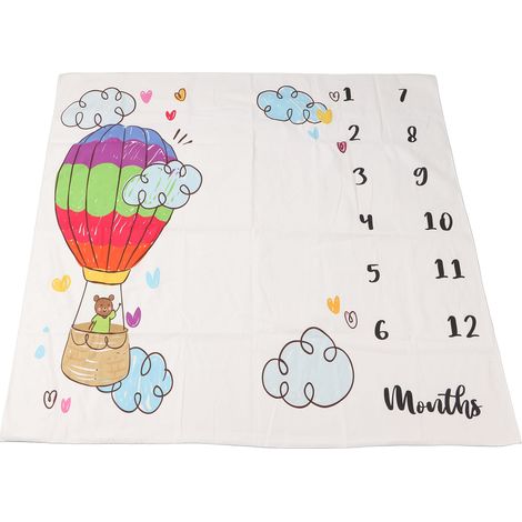 Couverture bébé mensuelle innovante, motif montgolfière, impression numérique, jetable pour nouveau-né, tapis décoratif de croissance, lot de 1, 75x100 cm (1/5)