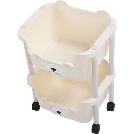 Chariot de rangement avec roulettes, chariot roulant de grande capacité pour salle de bain, cuisine, salle de classe, endroits étroits, 2 couches (1/5)