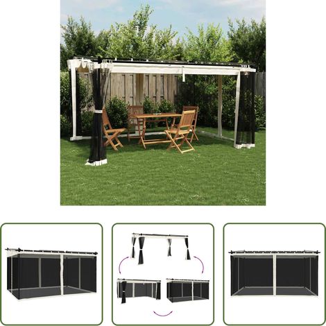 Terrassenpavillon - Pavillon mit Netzwänden Creme 4x3 m Stahl (1/5)