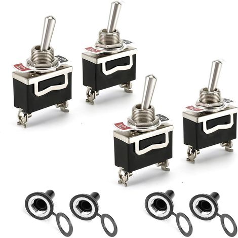 12V/24V Metall-Wippschalter mit wasserdichter Kappe, 2-poliger SPST-Schalter für Auto, LKW, Boot und Motorrad (1/5)