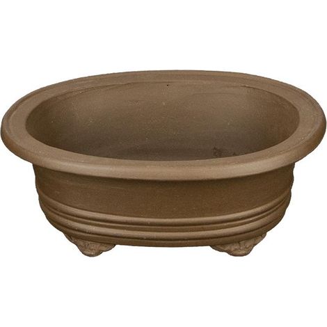 Vaso per bonsai ovale in gres 15x12x5,5 cm - XM001