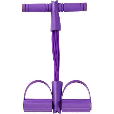Bandes de résistance fitness 21 pièces, tire-chevilles à pédale, bandes élastiques yoga 4 tubes, accessoire étirement abdominaux violet (1/5)