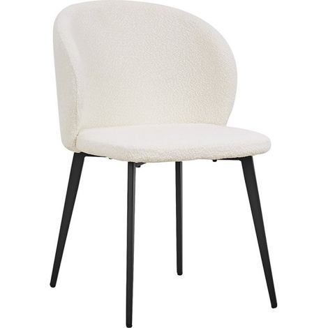 Sedia HARDIN Tessuto Bouclé Bianco, dimensioni H80 x L51 x P55, ideale per la tua cucina o sala da pranzo
