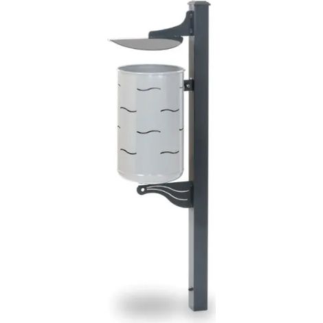 Cestino Empire 570 Giochipark acciaio zincato verniciato &Oslash30x52h urbano 35lt - RAL 9006 - Filo pavimento