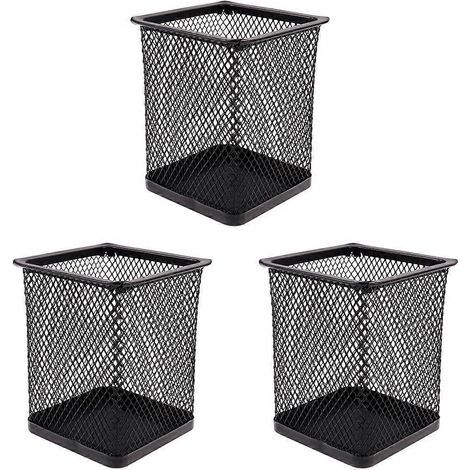 Lot de 3 porte-stylos en fer, format carré, créatif, pour la maison ou le bureau (noir)-10X8.4CM-Black (1/4)