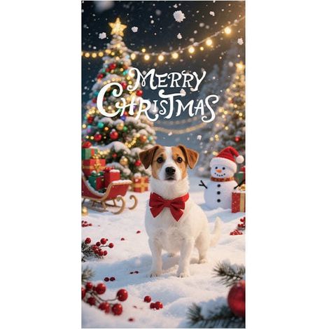 Stickers de porte de Noël, décorations suspendues, décorations de fête, décors de fond, tapisseries de porte, bannières de porte - 90 x 180 cm (perforation + ruban) - 11