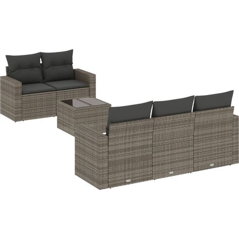 Maison Exclusive - 6-tlg. Garten-Sofagarnitur mit Kissen Grau Pol
