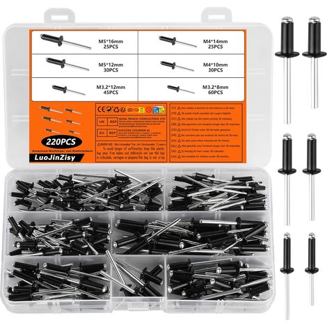 220 Pcs Assortiment de Rivets Pop (1/5)