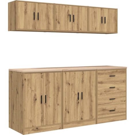 Maison Exclusive - Armadi da Garage 6 pz Rovere Artigianale in Legno Multistrato (1/5)