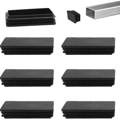 Tapones rectangulares de plástico negro de 100 x 50 mm para patas de muebles y trampolines, 12 unidades. (1/5)