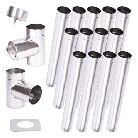 Kit de conducto de chimenea 13 m pared simple - 100/120/130/150/160/180/200 mm - Dimensiones: 130mm