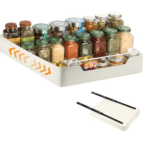 Organizzatore portaoggetti retrattile, installazione senza forature, acciaio inossidabile resistente, BIANCO (1/2)