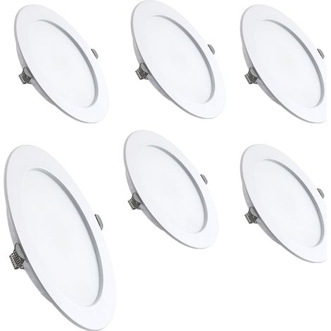 Lot de 6 spots Encastrable LED Ultra Plat, Plafonnier Rond Plat Encastrable, Jaune Chaud 3000K, Downlight LED IP44 pour Salle de Bain Salon (1/5)