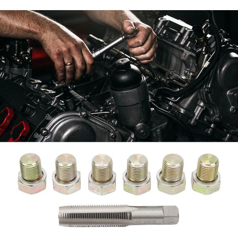Kit de réparation de filetage de bouchon de vidange d'huile M13x1.5 (13 pièces) - Outil spécial pour réparer les filetages endommagés sur les bouchons de vidange du carter d'huile. (1/5)