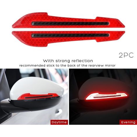 (rouge) Bande adhésive réfléchissante réfléchissante de signalisation, autocollant de protection sans trace pour rétroviseur extérieur de voiture (1/5)