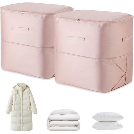 Lot de 2 sacs de rangement compressibles 132 L 52×42×60 cm – Rose, imperméables en tissu Oxford (1/5)