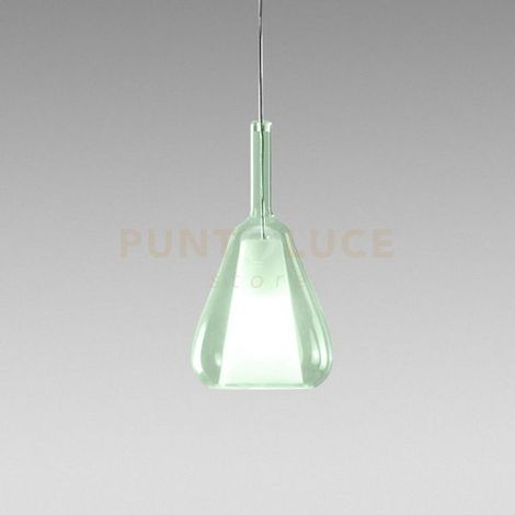 OFELIA S/11 - VETRO VERDE-TRASPARENTE E PORTALAMPADA BIANCO 1 LUCE ATTACCO E27 CAVO TRASPARENTE SENZA BASE DI ATTACCO D.20CM H.38,2CM