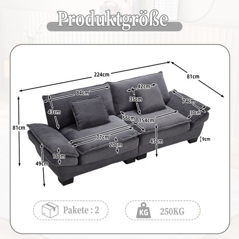 Canapé convertible 2 places moderne gris anthracite, rembourré et confortable, parfait pour salon chambre ou bureau, livré avec un coussin