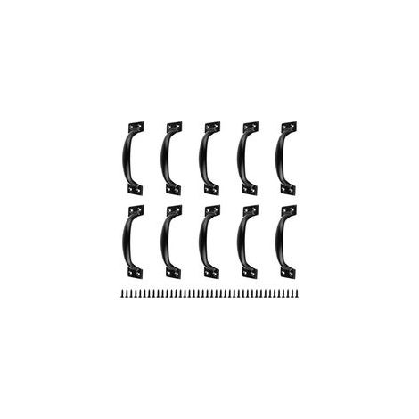 Lot de 10 Poignées de Meuble Noires en Arc, Poignées de Tiroir Cuisine Design Moderne, Système Pousser Tirer Sans Effort, avec 40 Vis Incluses (1/4)