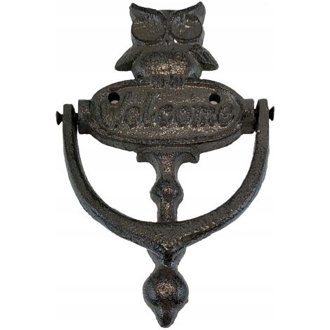 Llamador de puerta de hierro fundido con la figura de un búho. (1/5)