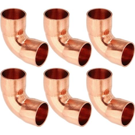 6pcs Raccord Coudé en Cuivre pour Tuyaux Gaz, 12mm Raccord Tuyau d'Arrosage Durite Essence, Raccords Tuyauterie à Pression pour HVAC Climatisation Plomberie, Épaisseur 0.8mm (1/5)