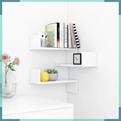 Étagère d'angle murale - 807223 - Blanc - 40 x 40 x 50 cm - Capacité 40 kg (1/5)