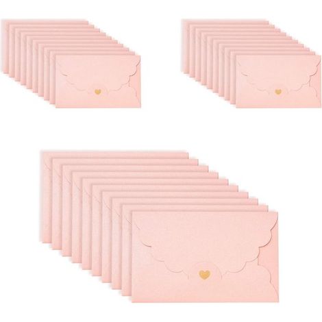 20 mini buste, divertenti buste fai da te, chiusura a forma di cuore, glitterate con motivo a cuori, carta kraft per mini biglietti regalo, auguri di compleanno (1/5)