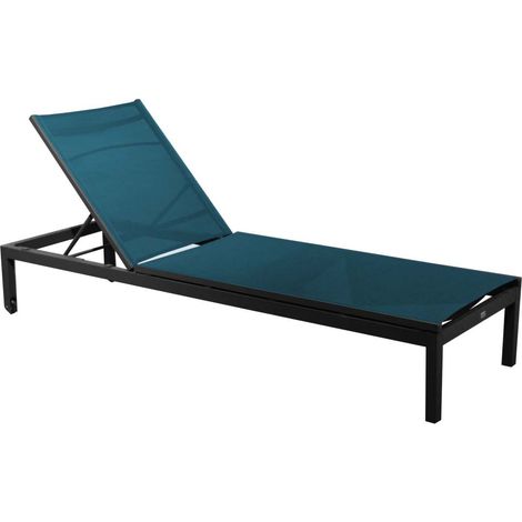 PROLOISIRS Lit de soleil de jardin Théma - graphite/bleu 207 x 106 x 64 cm (1/3)