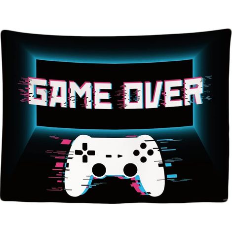 Tapisserie Murale Décorative Chambre Game Over Controller Moniteur Papier Peint Tapestry Aesthetic Wall Décoration 200x150cm Tissu (1/4)