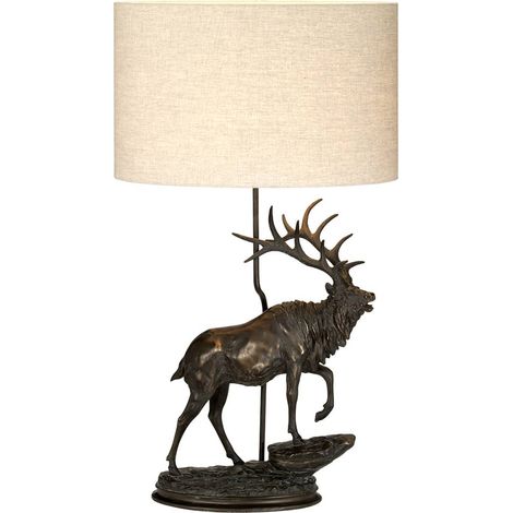 Lampe de table cerf en résine brune Angus 80cm E27 (1/2)
