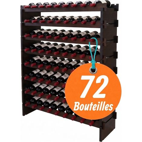 Relaxdays Casier à vin, 72 bouteilles, bambou, 107 x 85 x 25,5 cm, vin rouge et blanc, empilable, marron