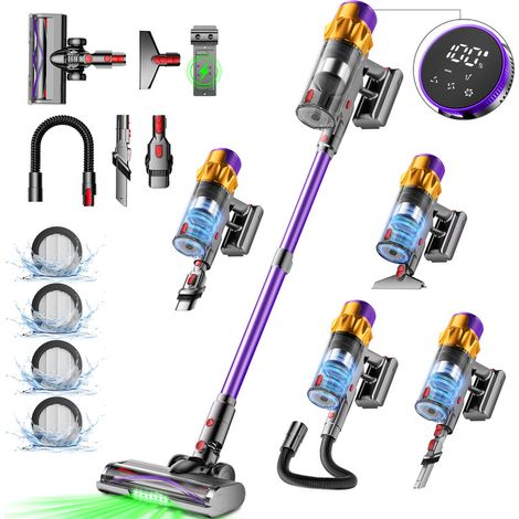 Aspirateur Balai Sans Fil 65000Pa 550W avec Écran Tactile – Aspirateur à Main Rechargeable pour Poils d’Animaux, Tapis & Sols Durs, Autonomie 70 min, 3 Niveaux d’Aspiration, Bac à Poussière 1.8 L, Gro (1/5)